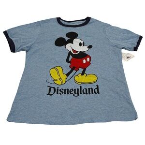 Disneyland Ringer Light Blue and Navy T-Shirt